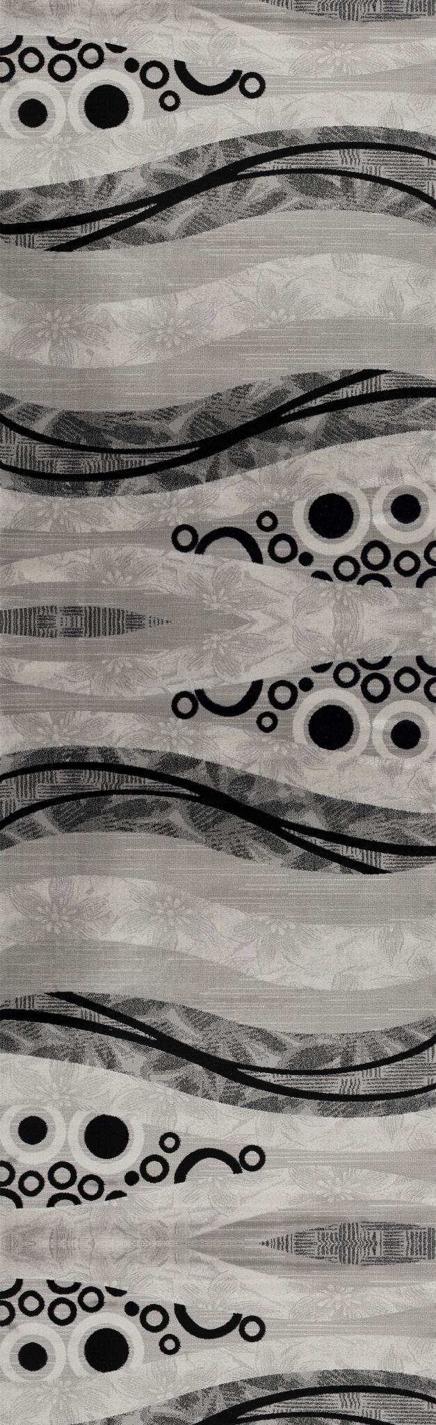10' Gray Abstract Power Loom Runner Rug