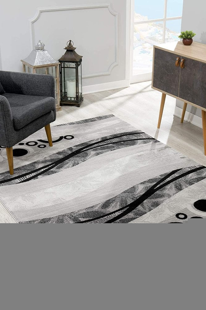 10' Gray Abstract Power Loom Runner Rug