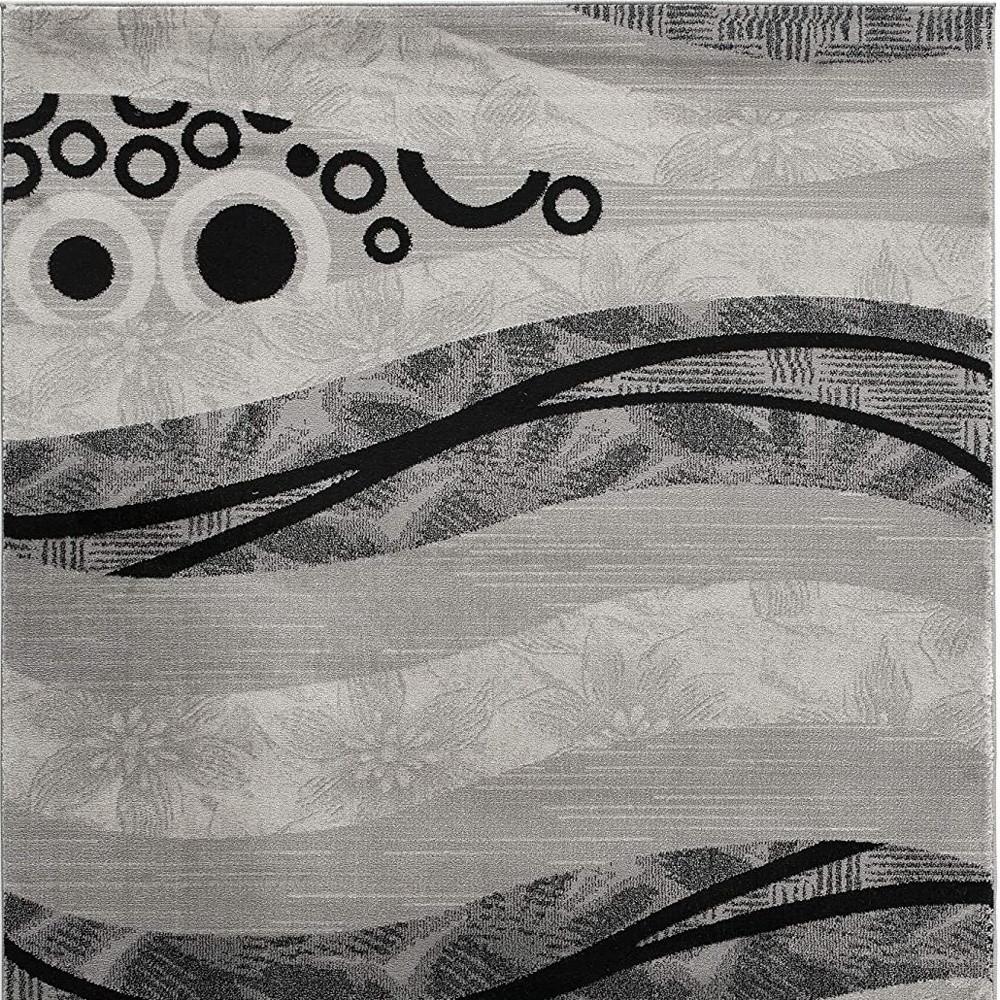 10' Gray Abstract Power Loom Runner Rug