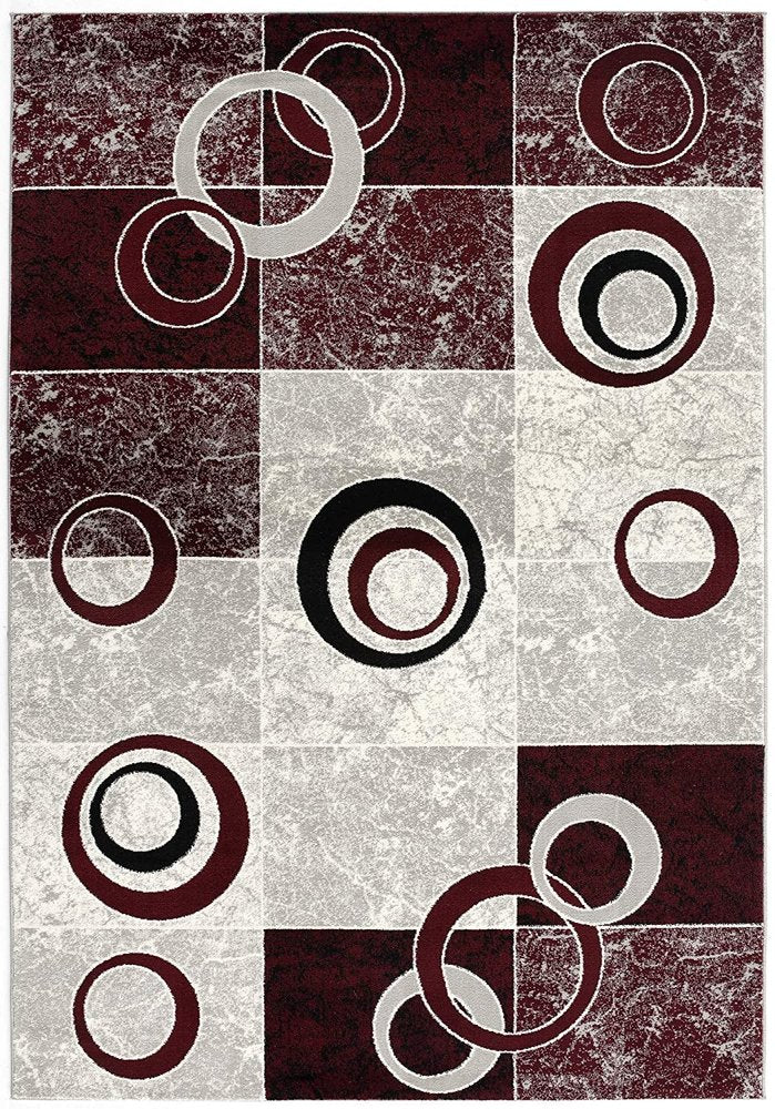 10' Red And White Abstract Runner Rug