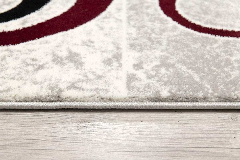 10' Red And White Abstract Runner Rug