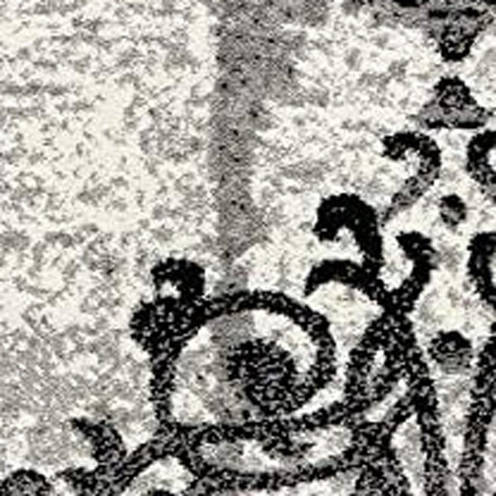 10' Gray Damask Dhurrie Runner Rug