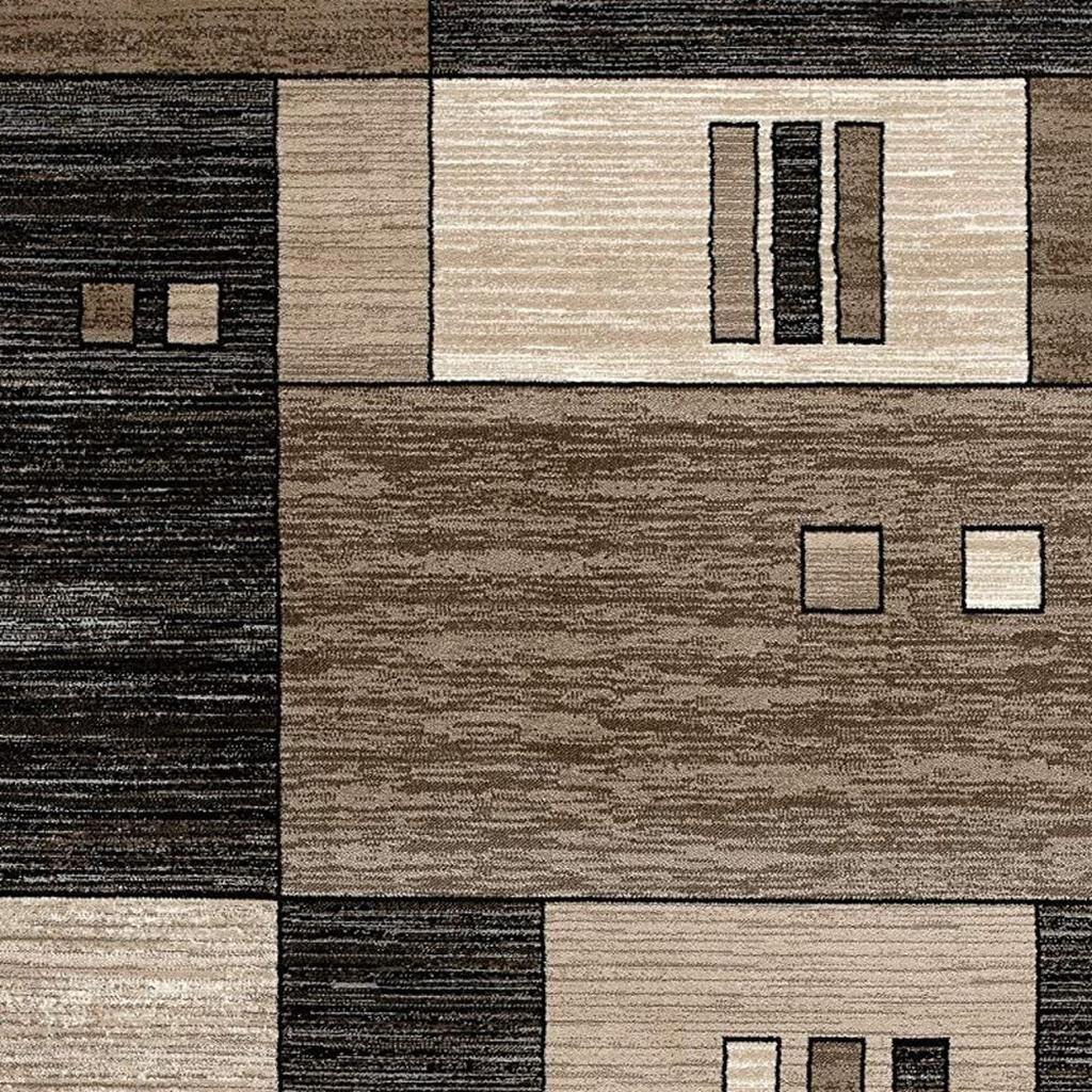 10' Beige Abstract Power Loom Runner Rug