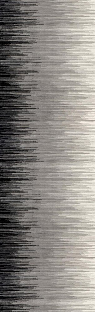 2' X 10' Black Transitional Striped Runner Rug