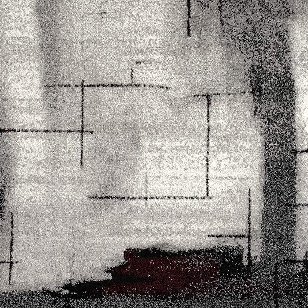 15' Gray Abstract Dhurrie Runner Rug