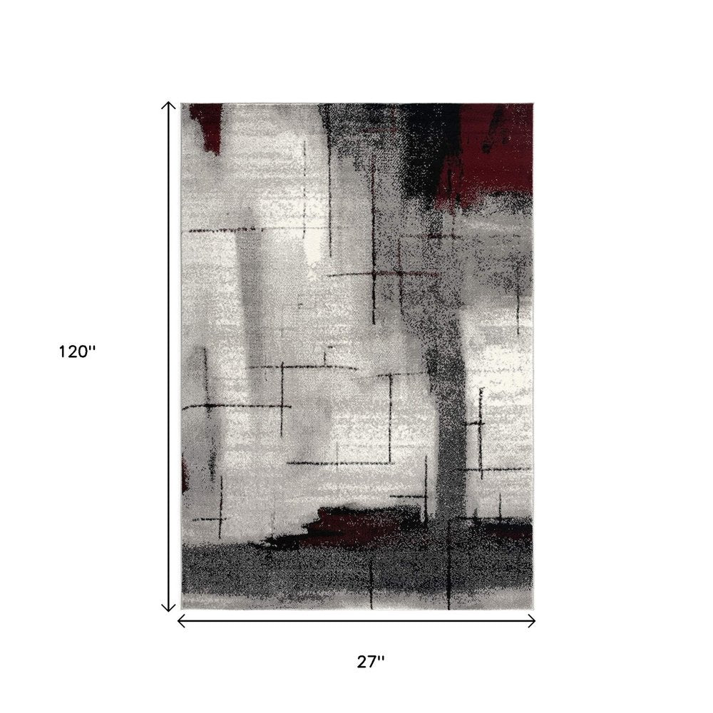 2' X 4' Gray Abstract Dhurrie Area Rug