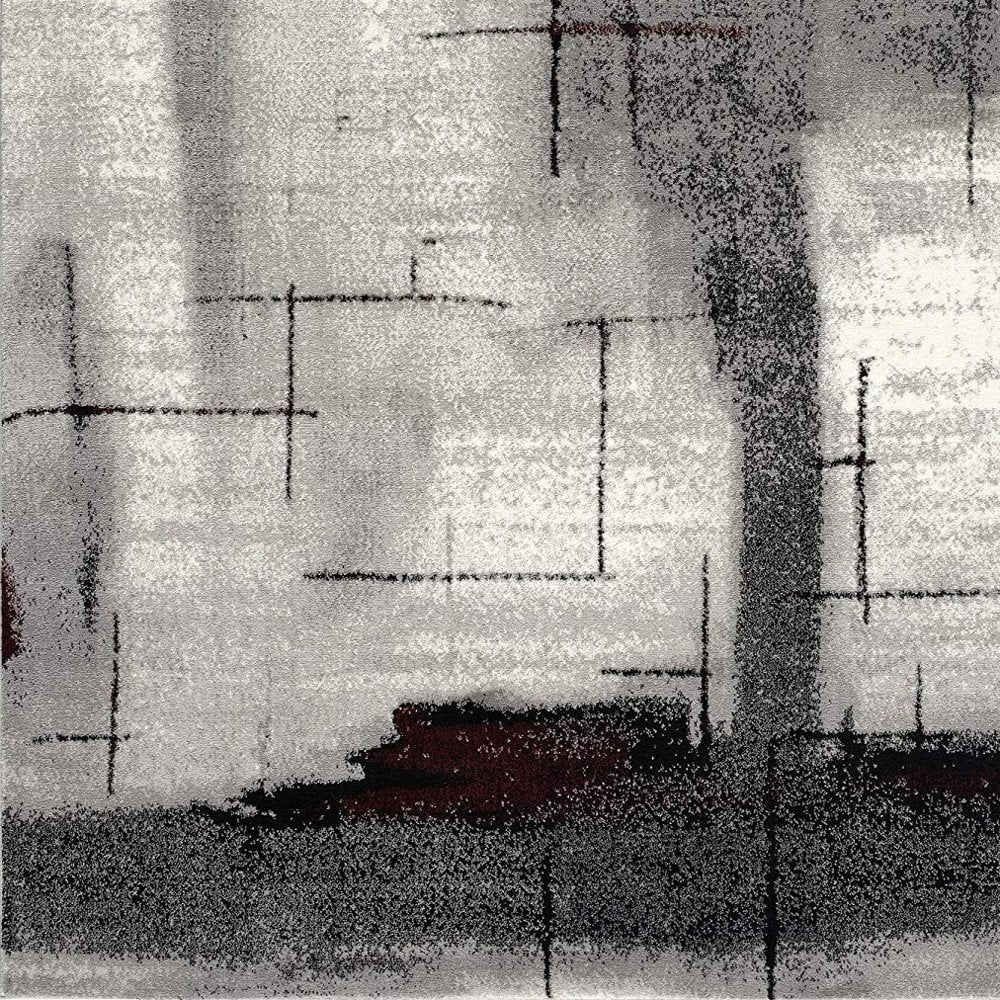 15' Gray Abstract Dhurrie Runner Rug