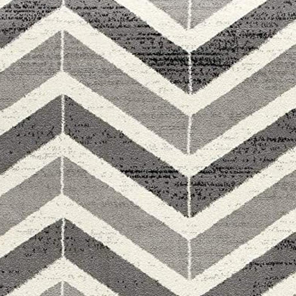 10' Gray Chevron Power Loom Runner Rug