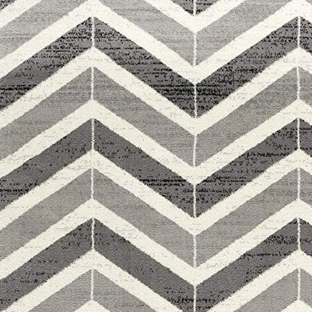 10' Gray Chevron Power Loom Runner Rug
