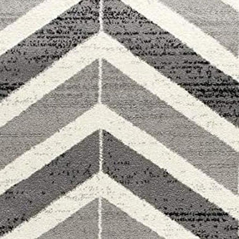10' Gray Chevron Power Loom Runner Rug