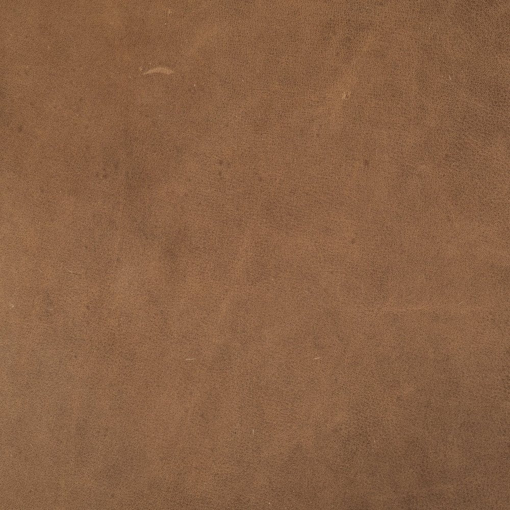 36" Brown Genuine Leather Cube Ottoman