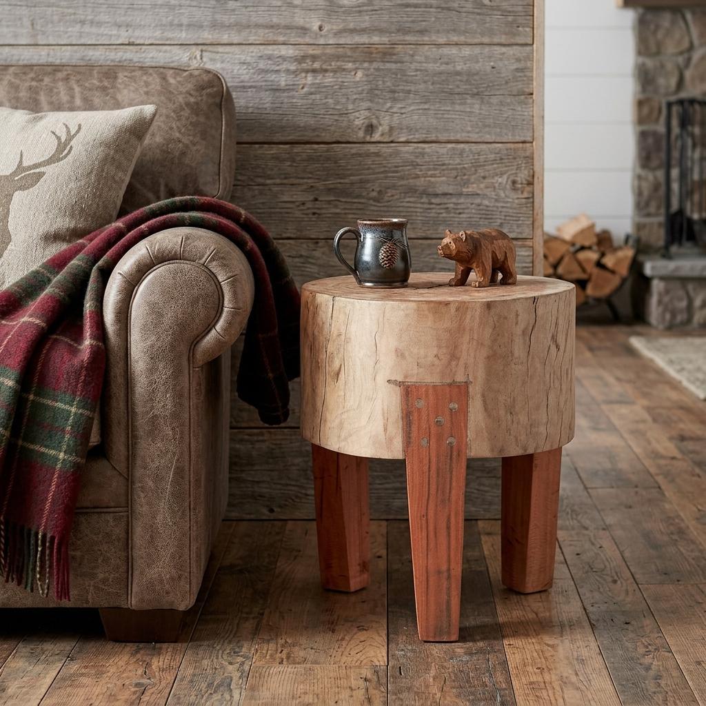 15" Dark Brown And Brown Distressed Reclaimed Wood Round End Table