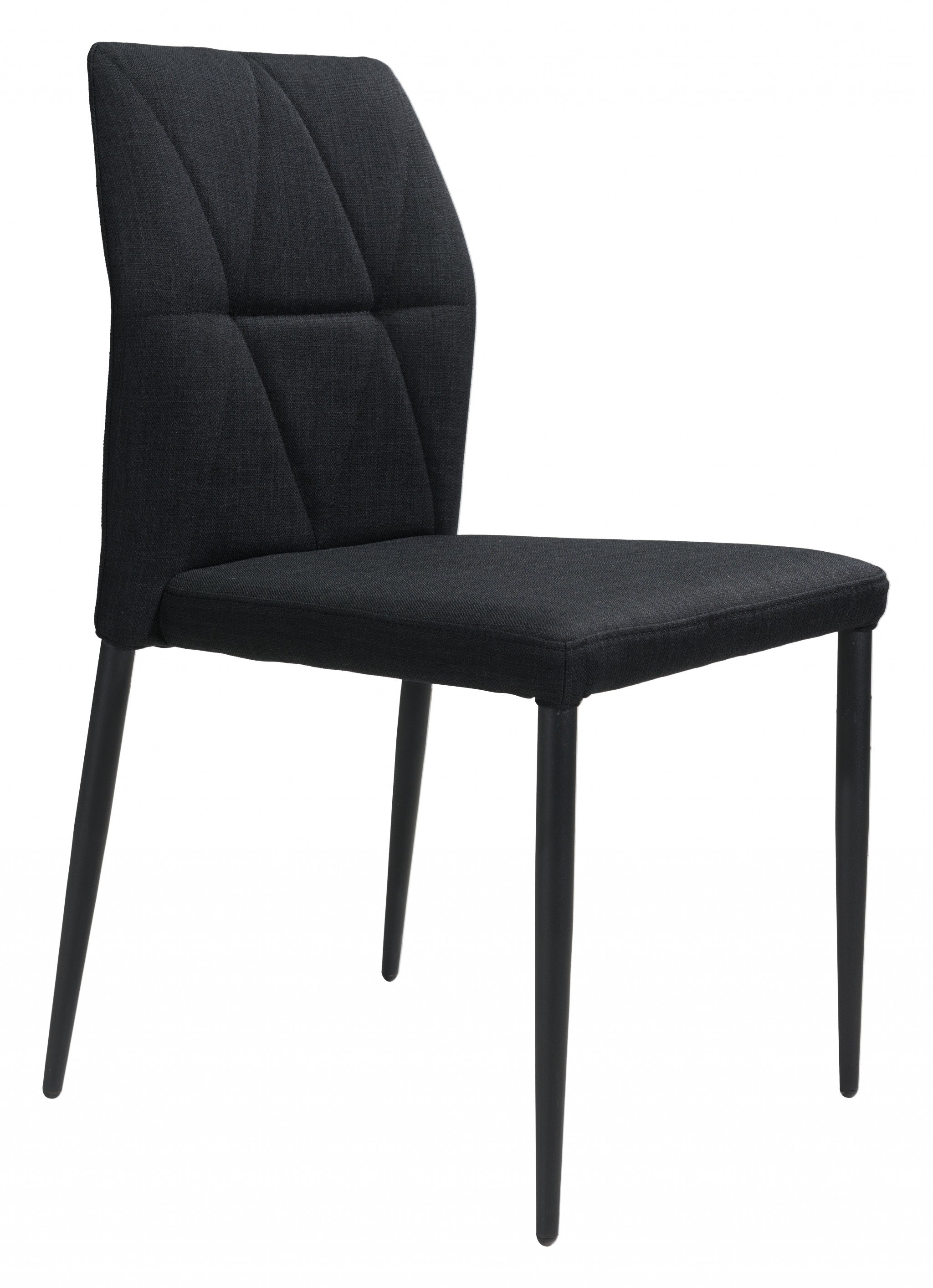 Set Of 4 Black Solid Back Dining Chairs