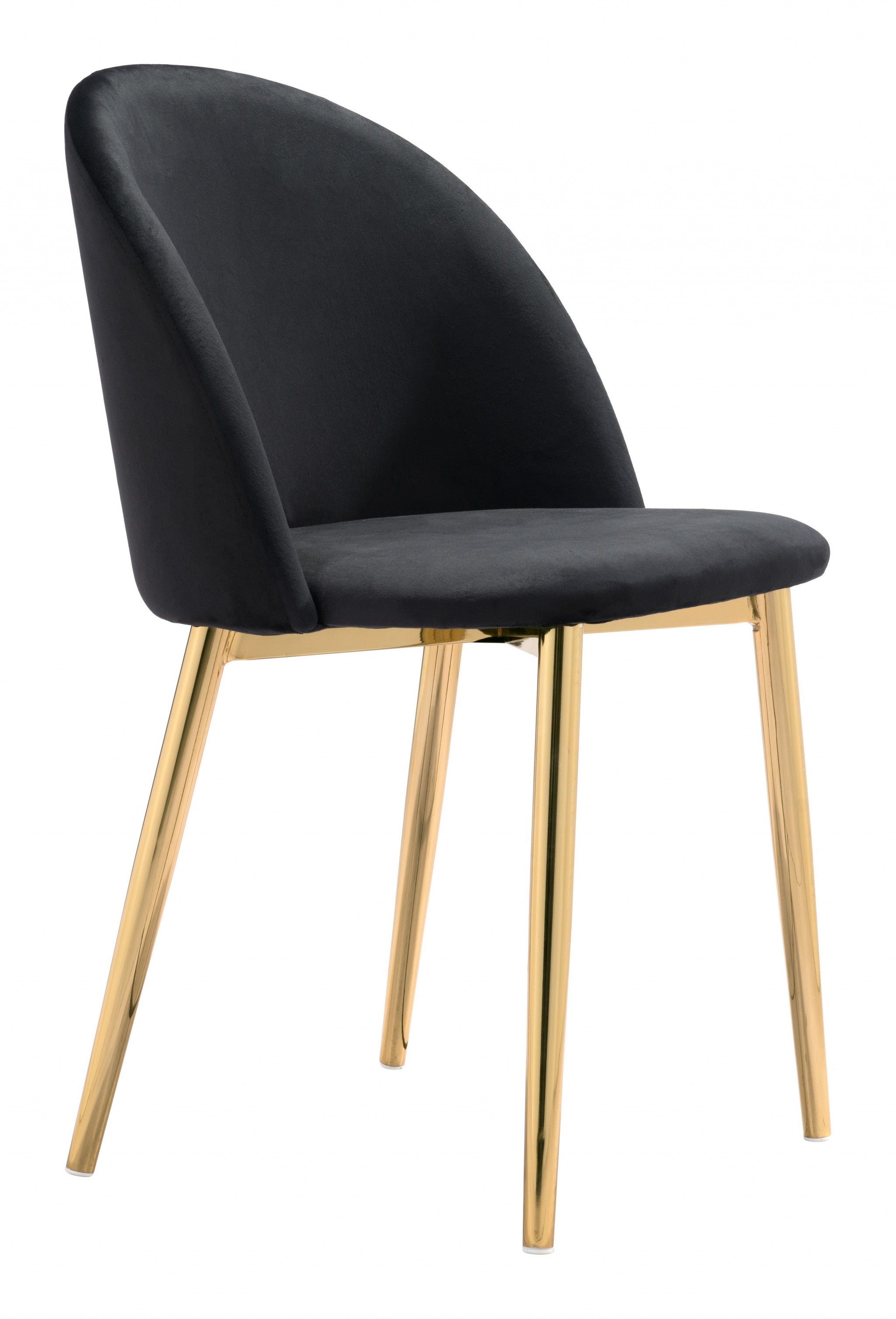 Set of Two Black And Gold Upholstered Polyester Dining Side chairs