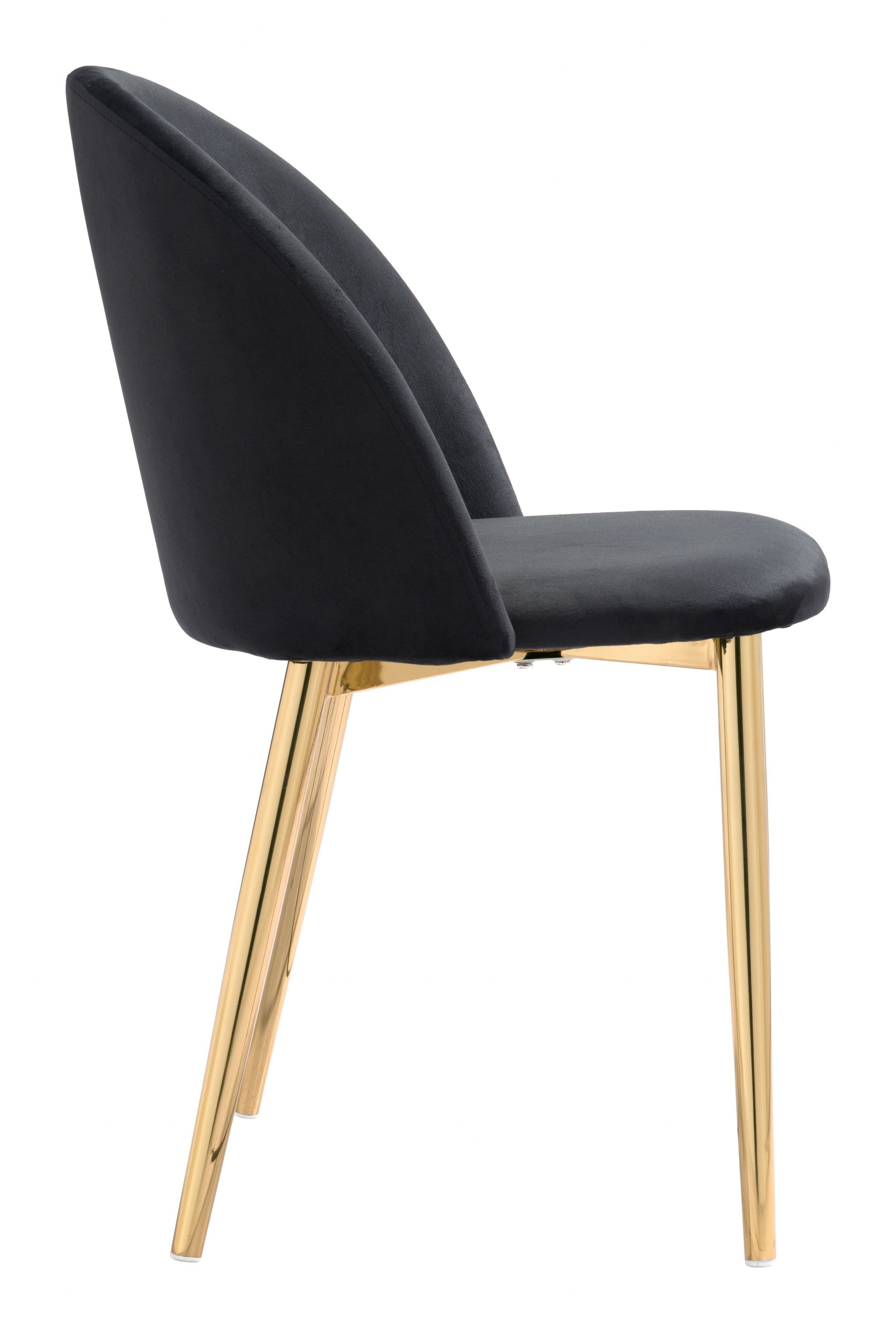 Set of Two Black And Gold Upholstered Polyester Dining Side chairs