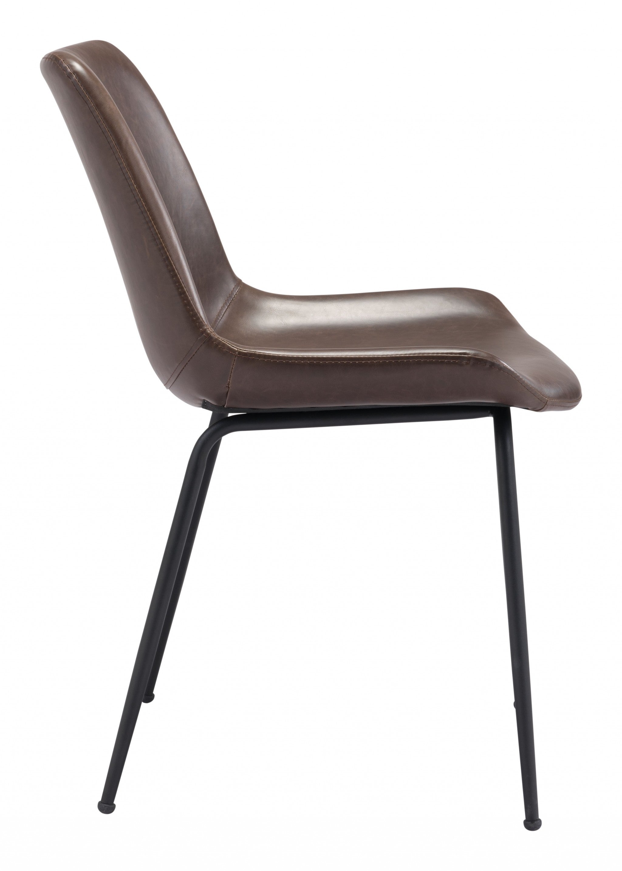 Set of Two Brown And Black Upholstered Faux Leather Dining Side Chairs