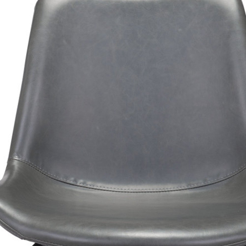 Set of Two Gray And Black Upholstered Faux Leather Dining Side Chairs