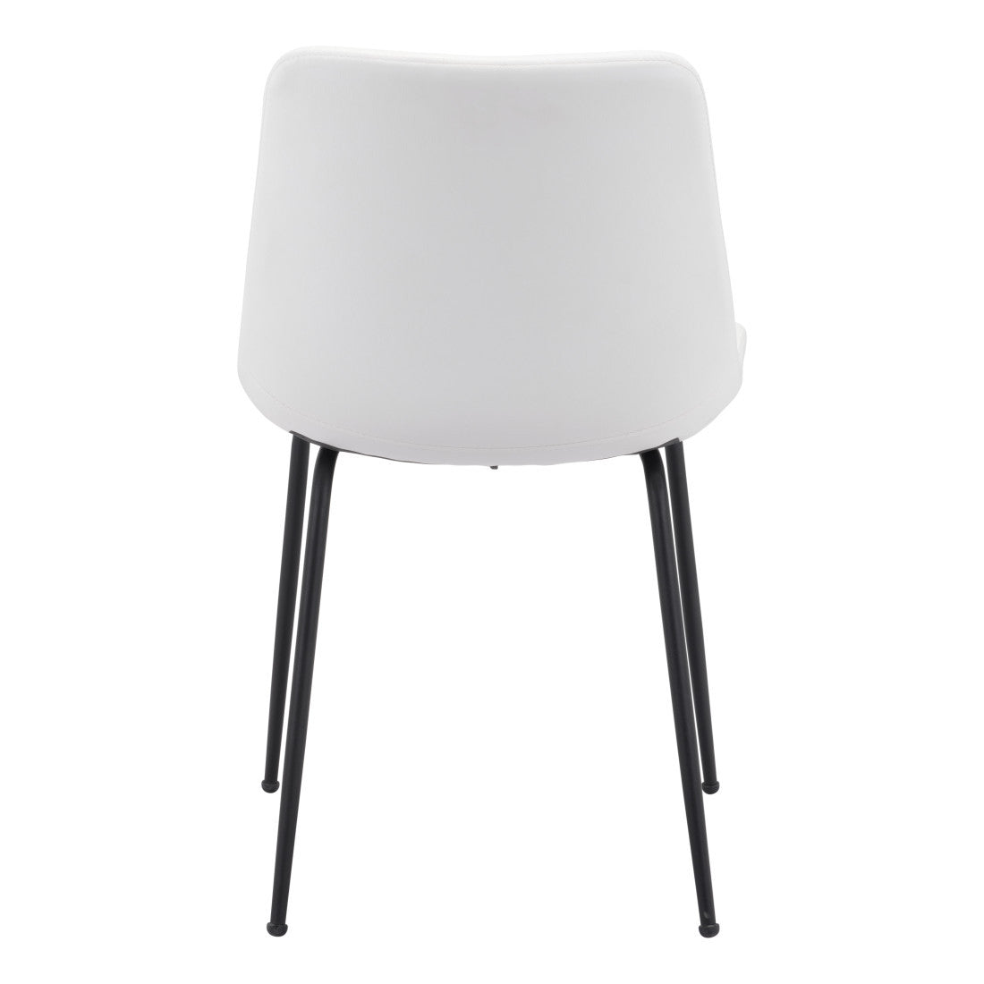 Set of Two White And Black Upholstered Faux Leather Dining Side Chairs