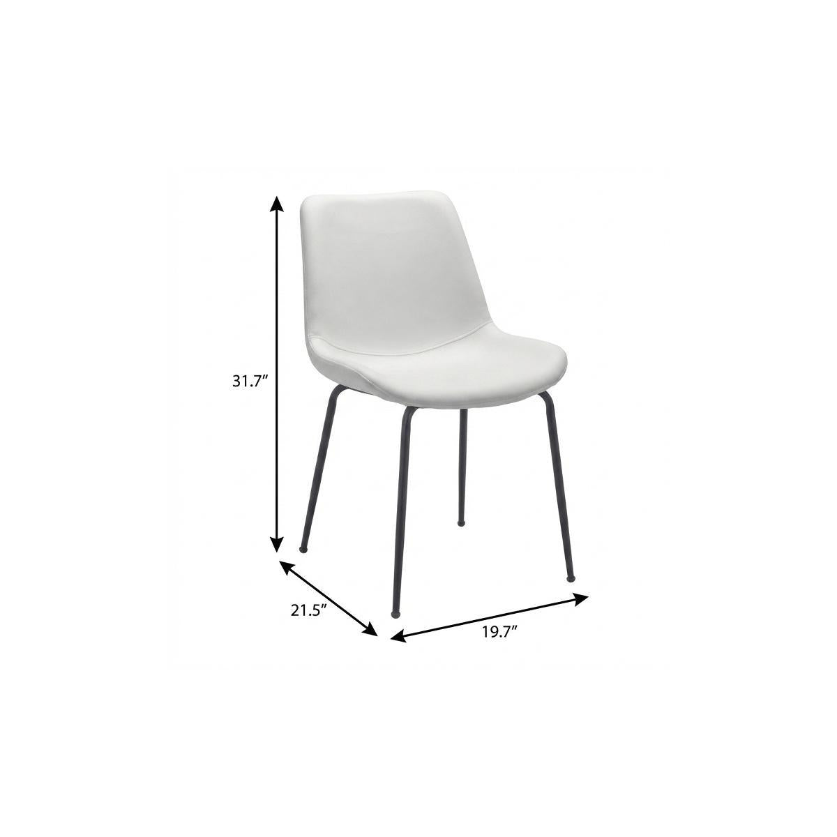 Set of Two White And Black Upholstered Faux Leather Dining Side Chairs