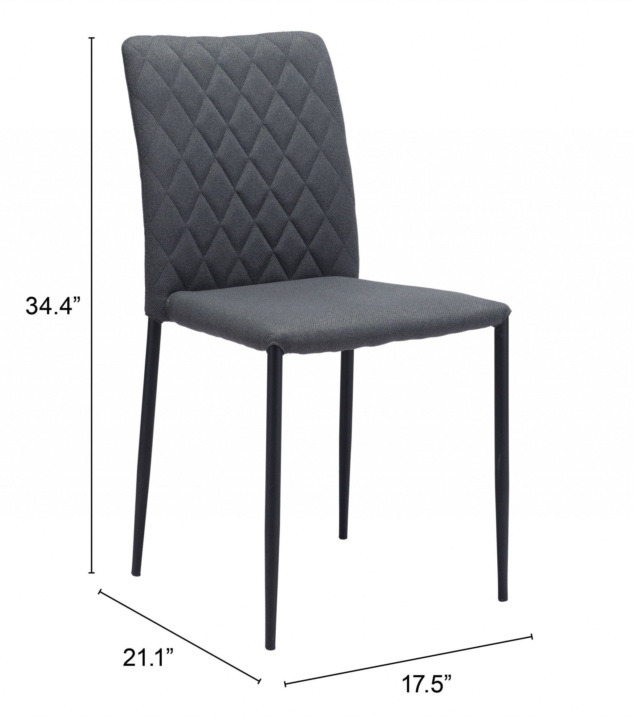 Set of Two Dark Gray Diamond Weave Dining Chairs