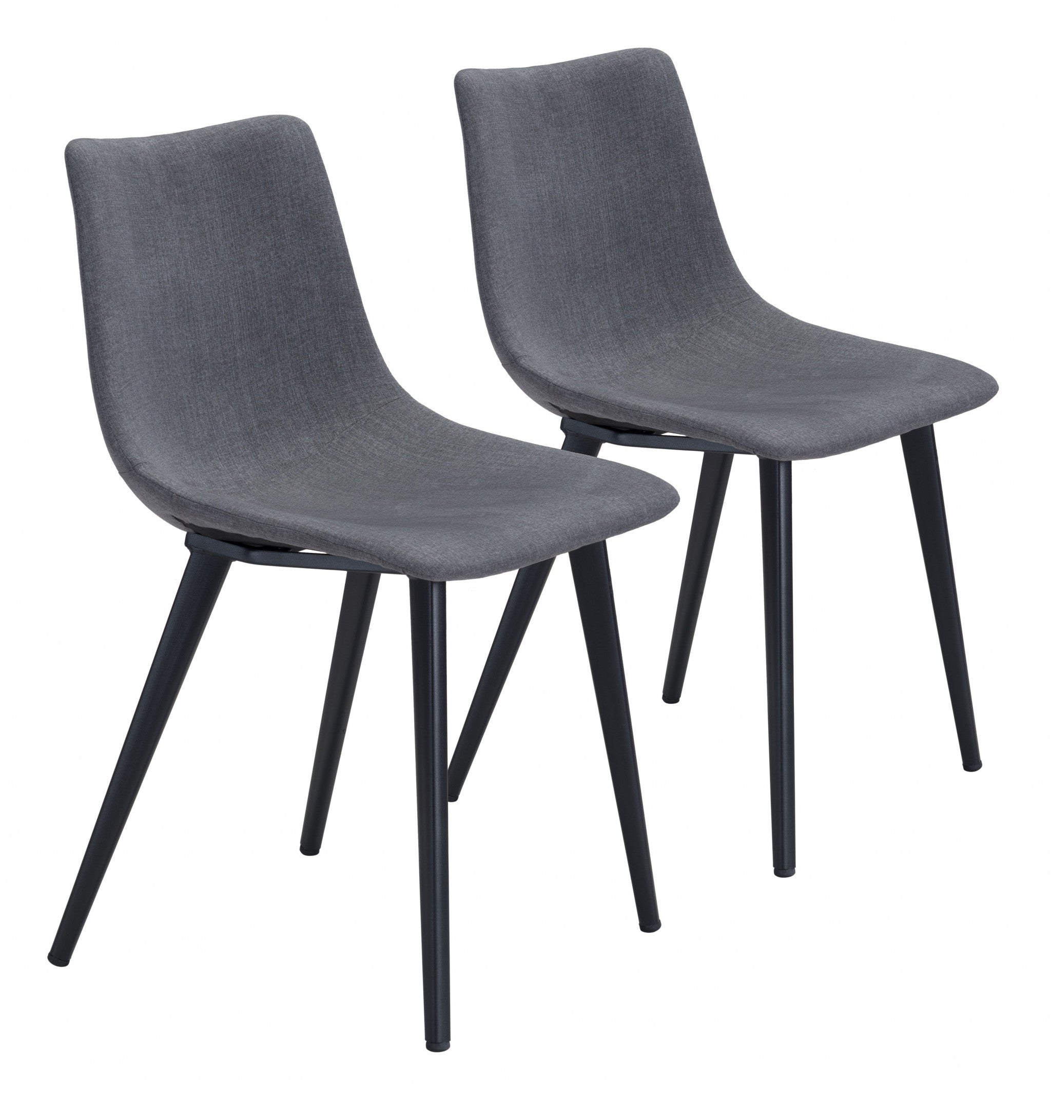 Set of Two Steel Gray and Black Slight Scoop Dining Chairs