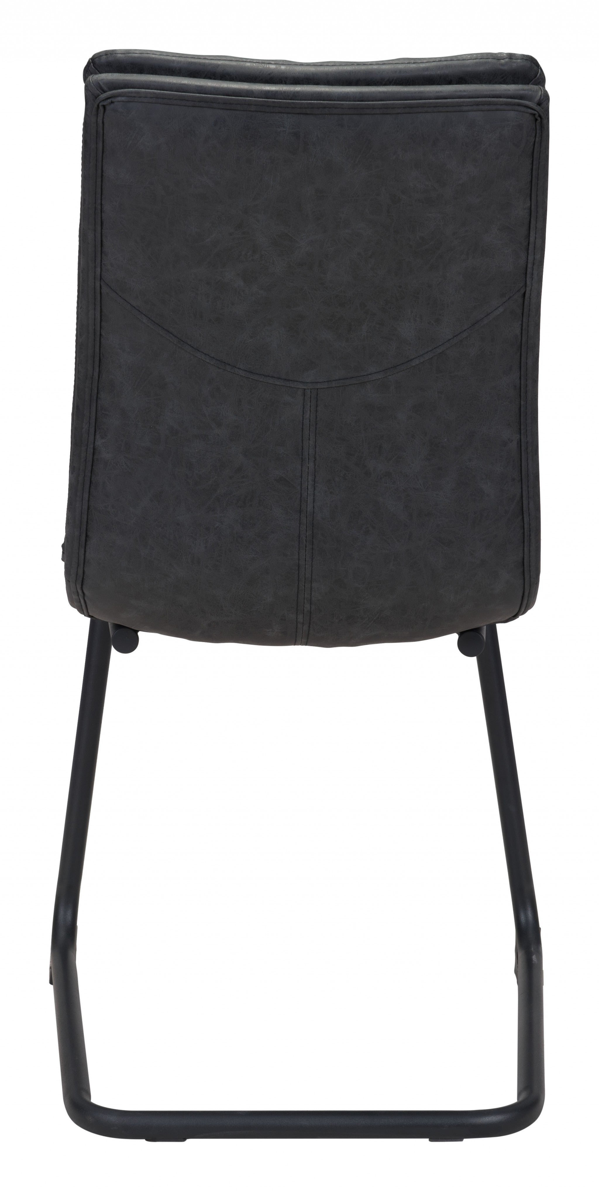 Set Of 2 Black Solid Back Dining Chairs