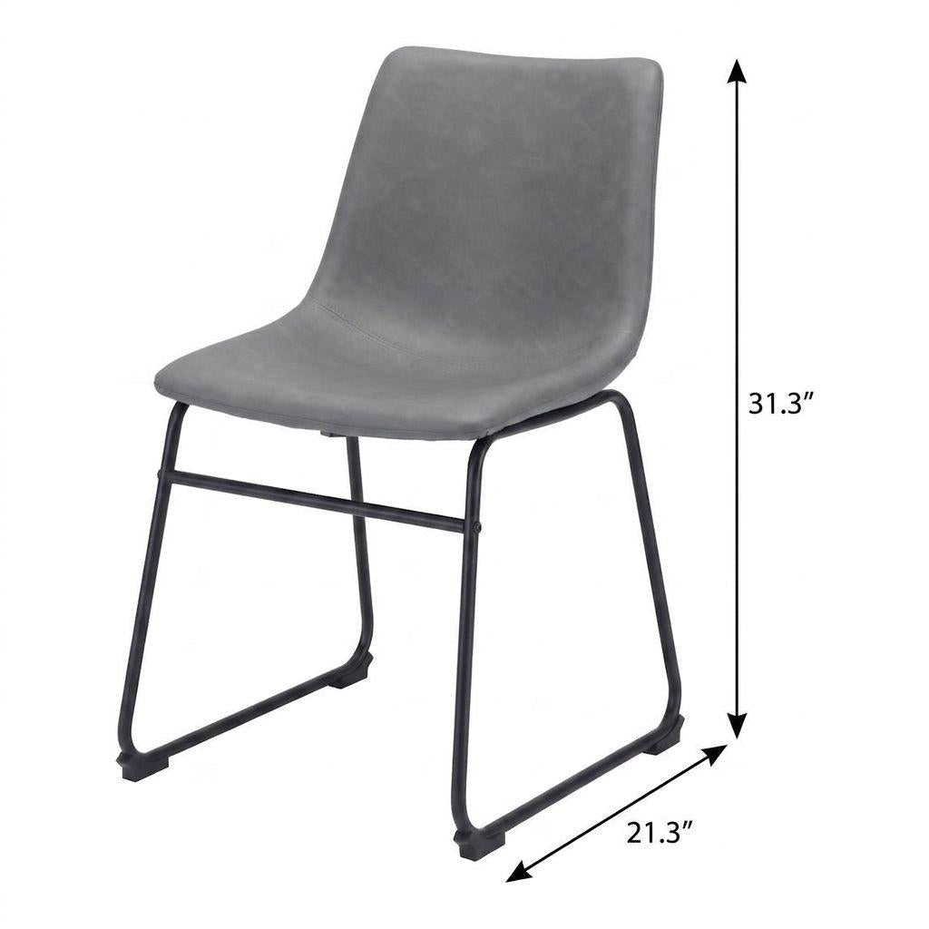 Set of Two Charcoal and Black Upholstered Velvet Dining Side chairs