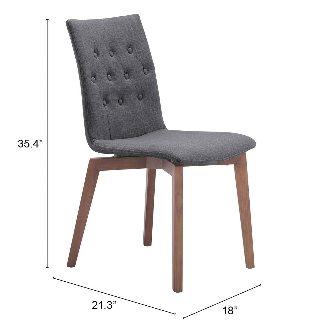 Set Of 2 Brown Birch Solid Back Dining Chairs
