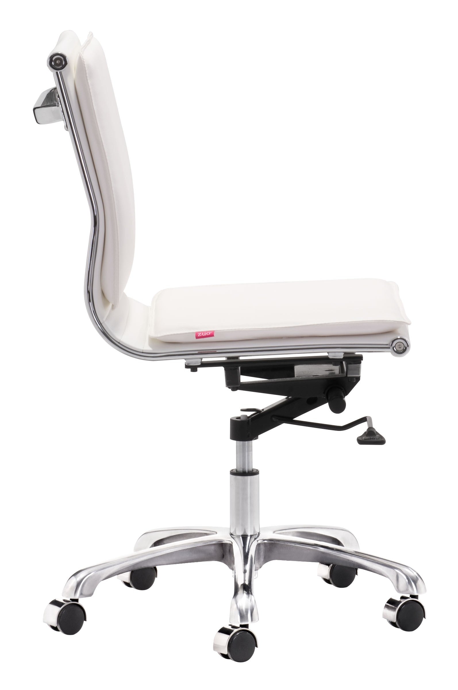 White Faux Leather Seat Swivel Adjustable Executive Chair Metal Back Steel Frame