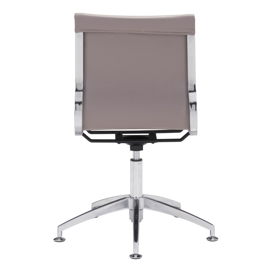 Taupe and Silver Swivel Faux Leather Conference Office Chair