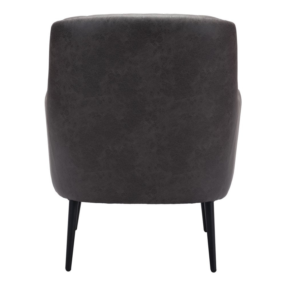 29" Black Faux Leather And Upholstered Tufted Chesterfield Chair