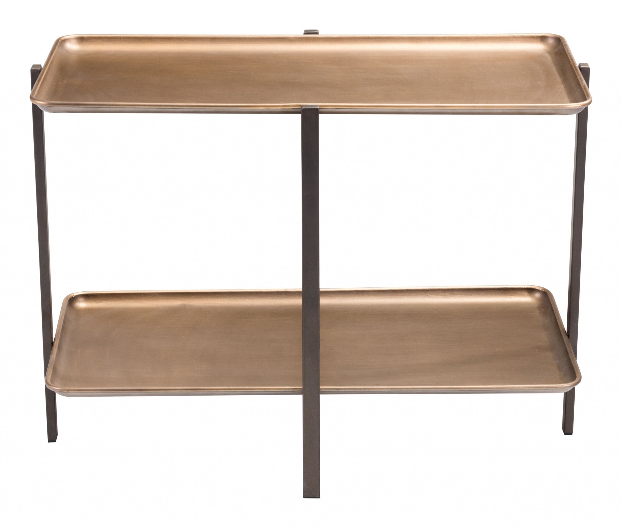 33" Gold And Black Steel Coffee Table With Shelf