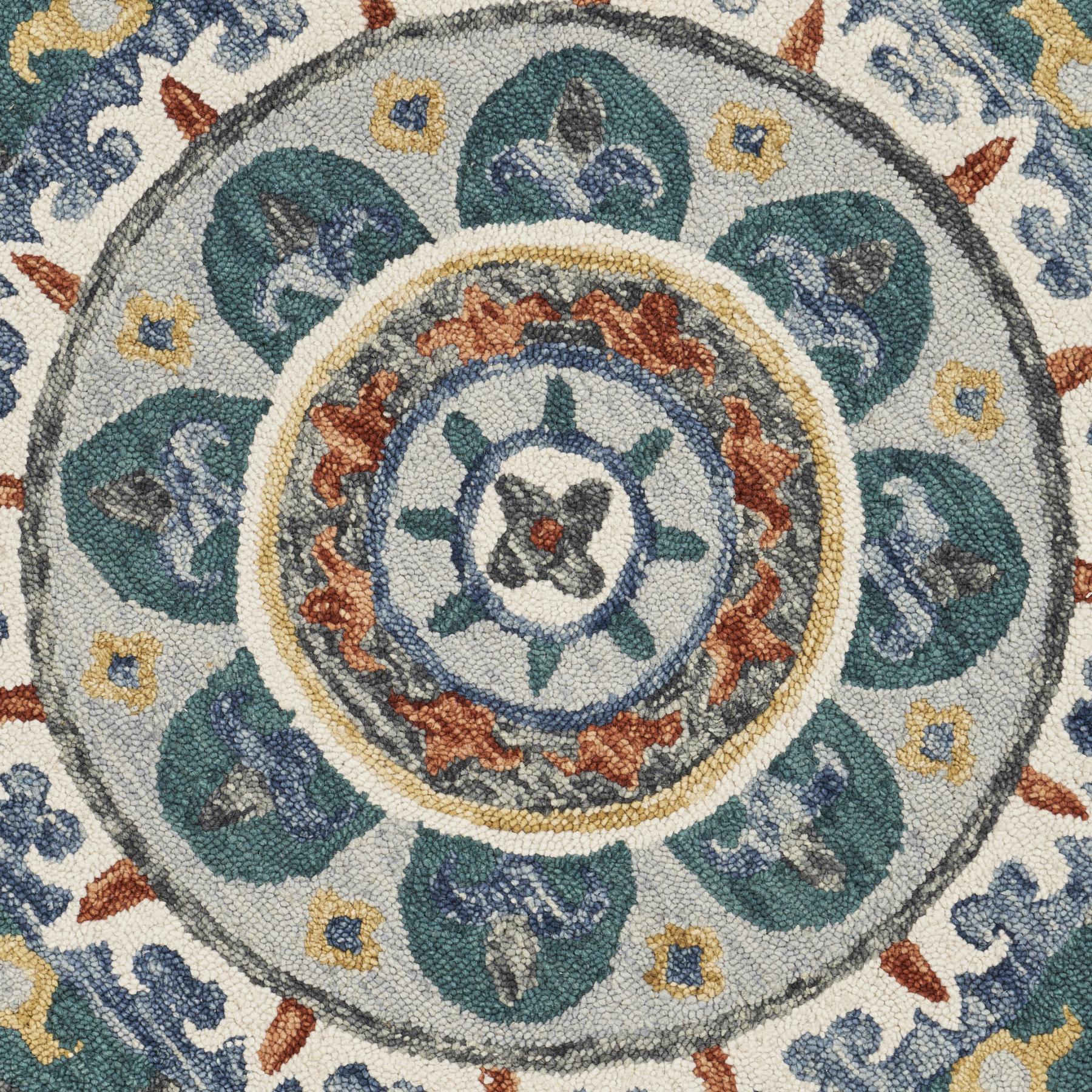 4' Green And Ivory Wool Hand Hooked Round Rug