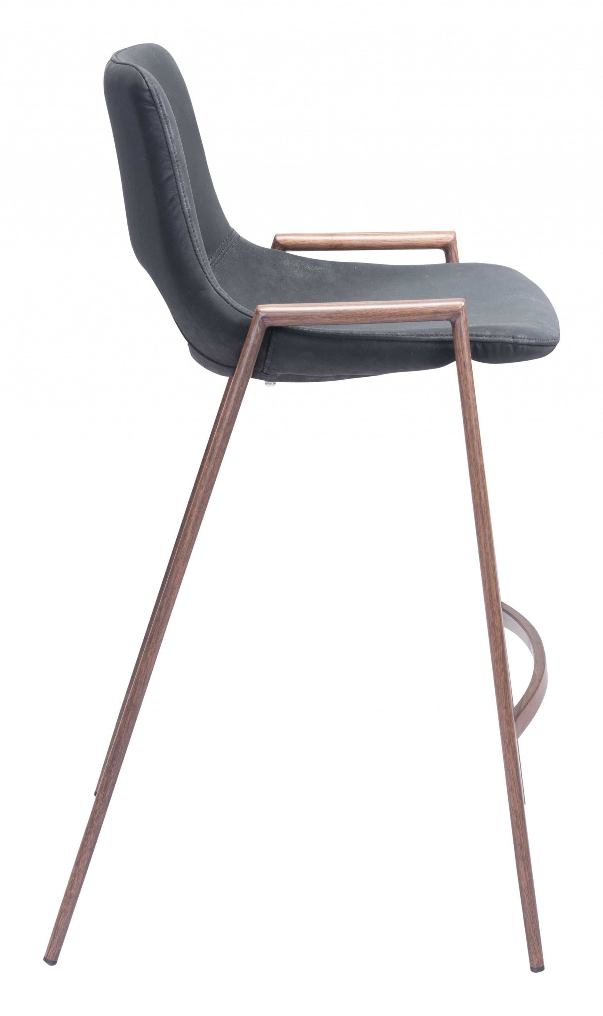 Set of Two 26" Black And Brown Steel Low Back Counter Height Bar Chairs