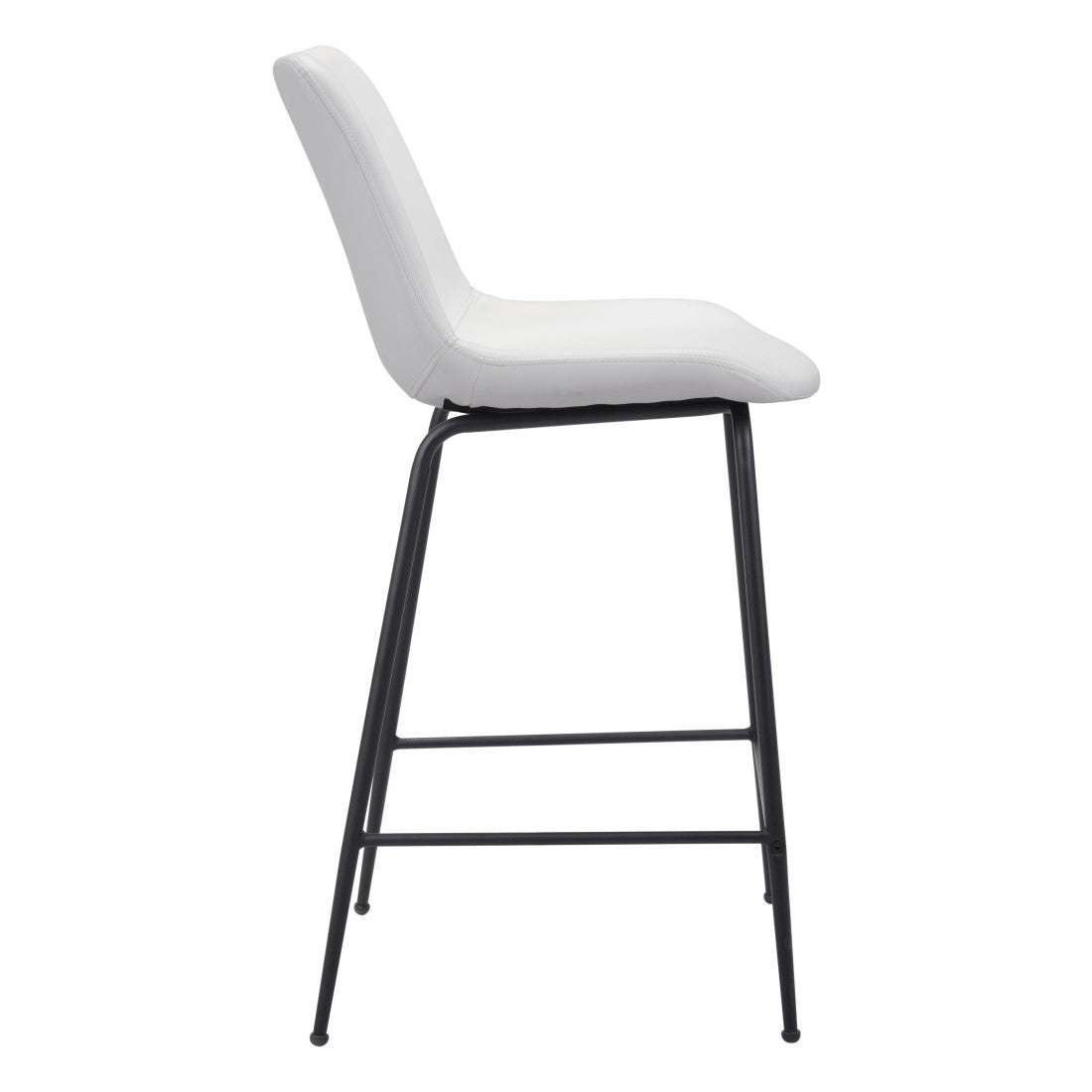 26" White And Black Faux Leather And Steel Low Back Counter Height Bar Chair