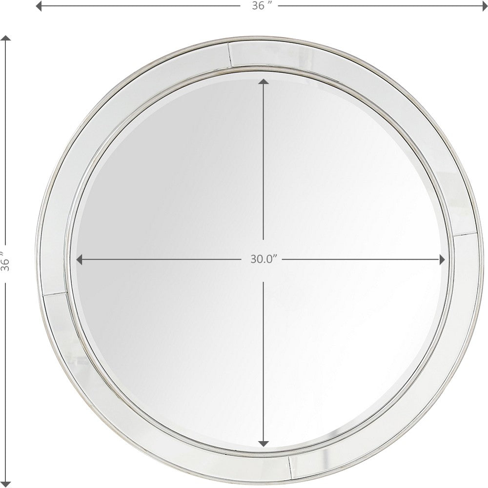 36" Silver Round Framed Accent Mirror