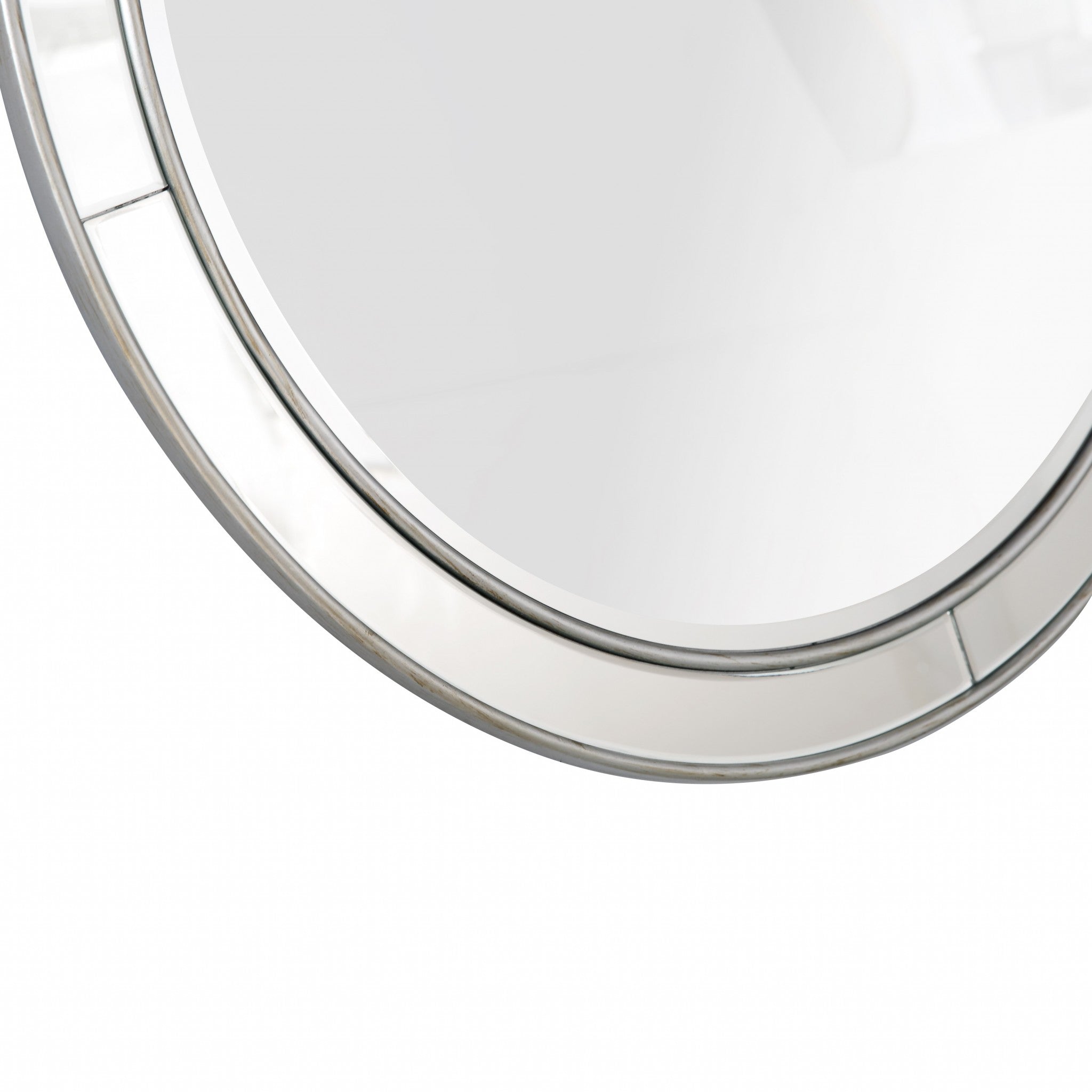 36" Silver Round Framed Accent Mirror
