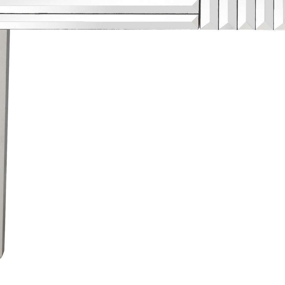 40" Silver Mirrored Glass Console Table