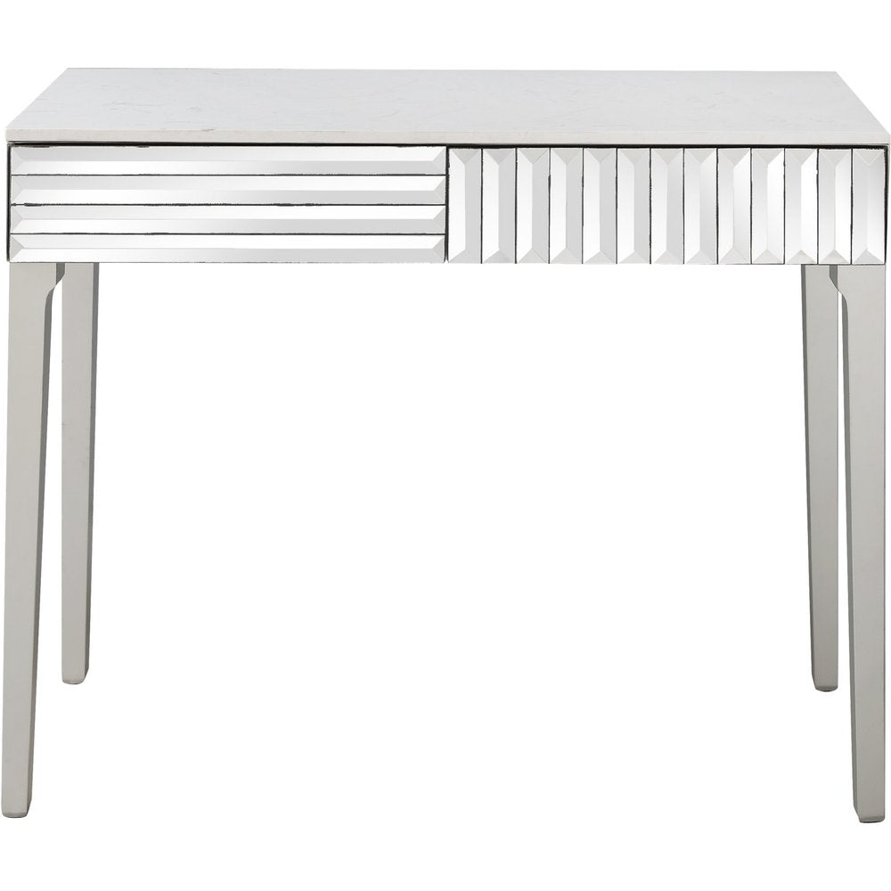 40" Silver Mirrored Glass Console Table