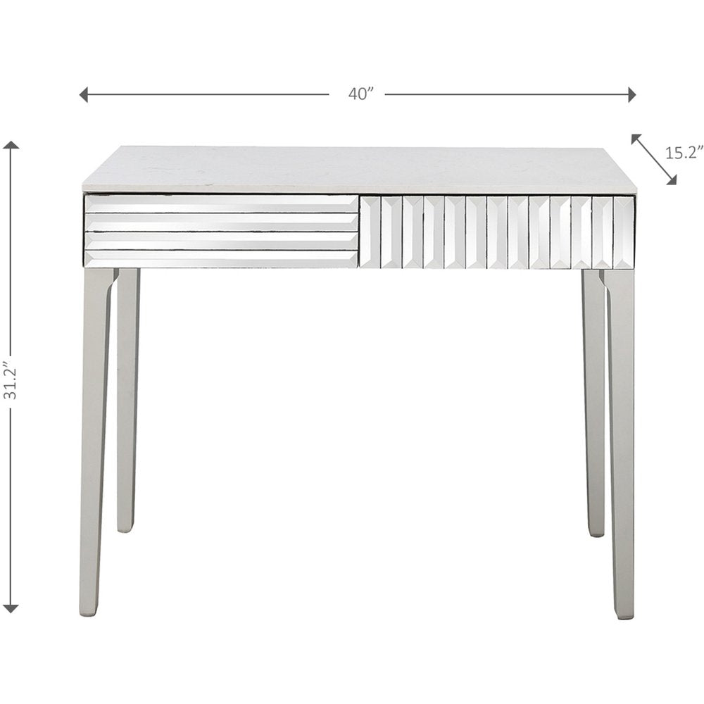 40" Silver Mirrored Glass Console Table