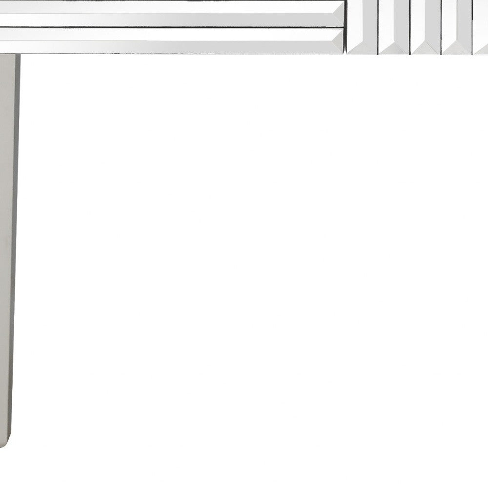 40" Silver Mirrored Glass Console Table