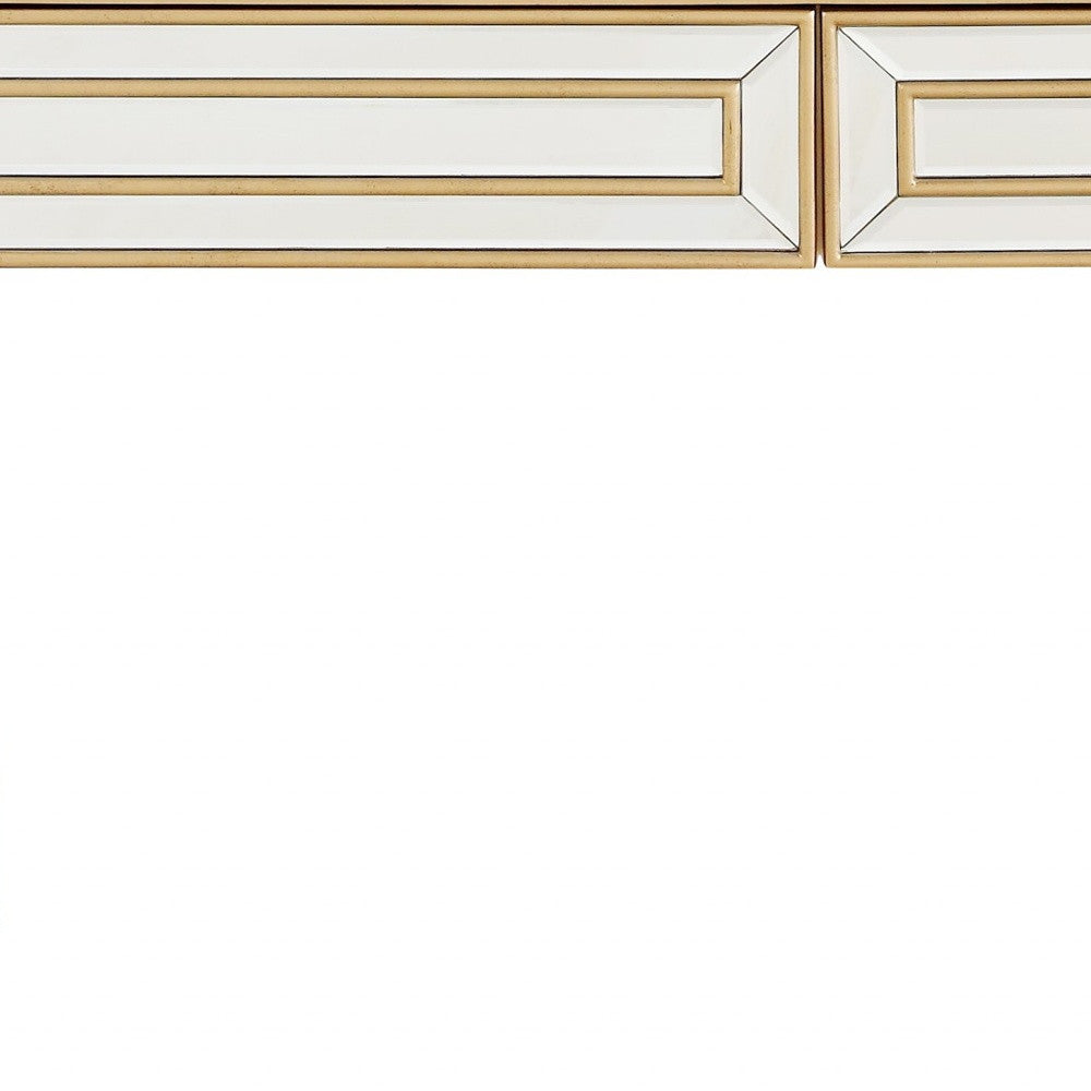 48" Gold Mirrored Glass Console Table