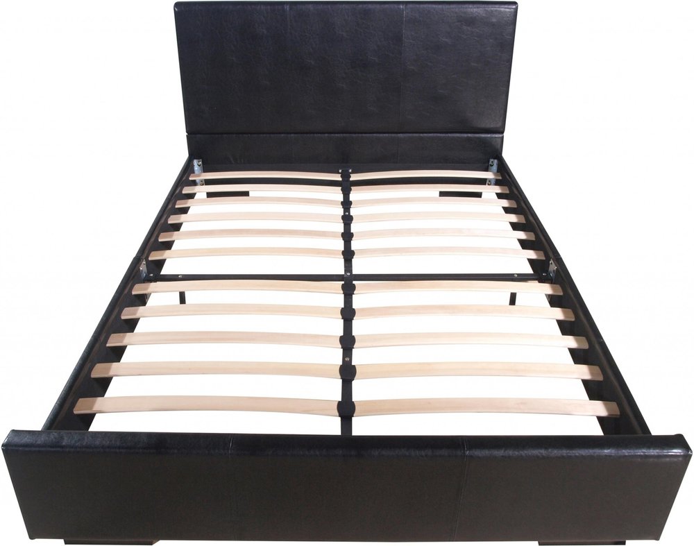 Black Faux Leather King Bed Frame