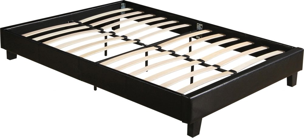 Black Faux Leather Queen Bed Frame