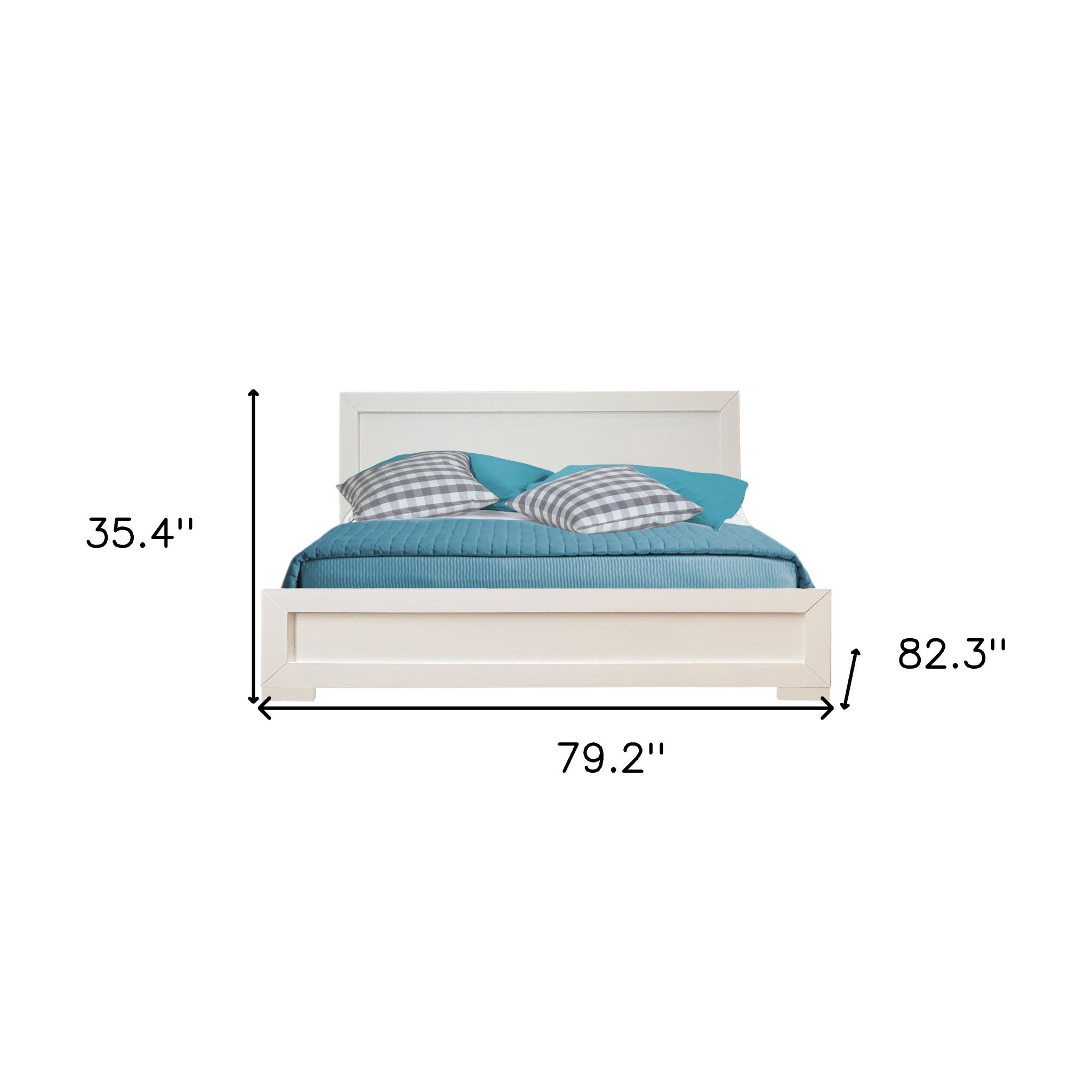 White Solid and Manufactured Wood King Bed Frame