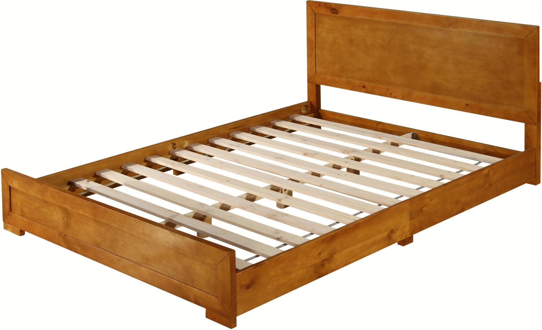 Oak Inlaid Panels Solid Wood King Bed Frame