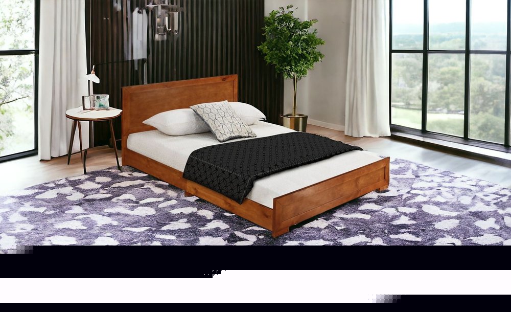 Oak Solid and Manufactured Wood Queen Bed Frame