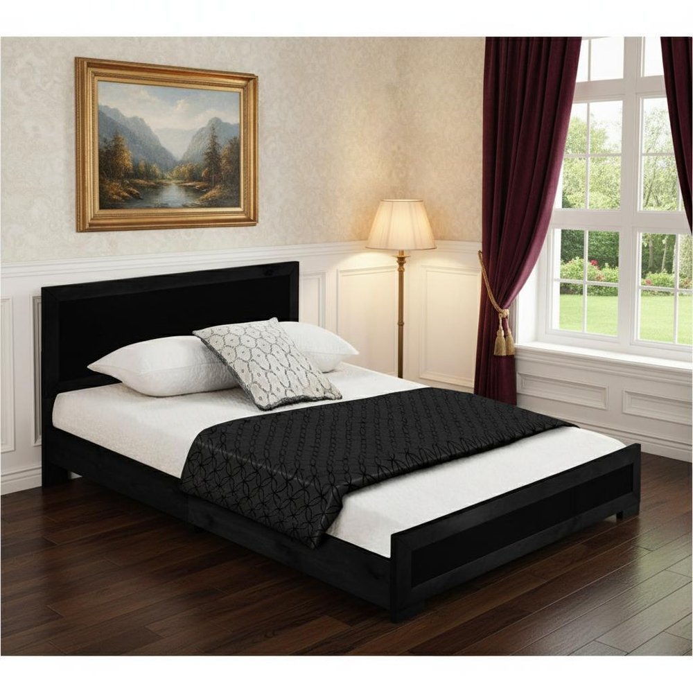 Black Wood Queen Bed Frame