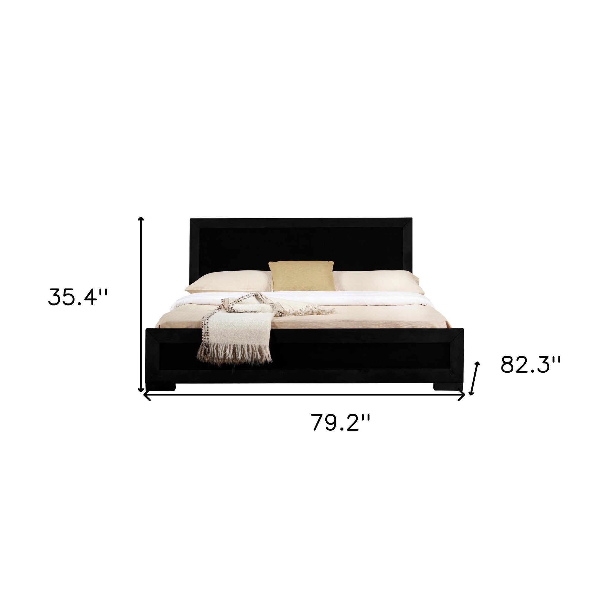 Black Solid and Manufactured Wood King Bed Frame