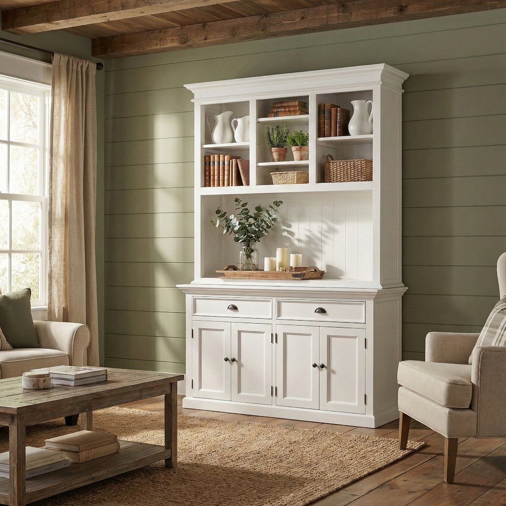 White Solid Wood Adjustable Two Tier Bookcase